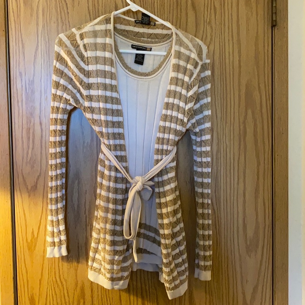 This is a beautiful two piece sweaters sad that was worn once